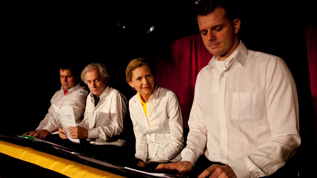 WORT_ensemble 2012: Gregor Viilukas, Michael Schefts, Dina Kabele & Philipp Limbach in "Die letzten Tage der Menschheit"